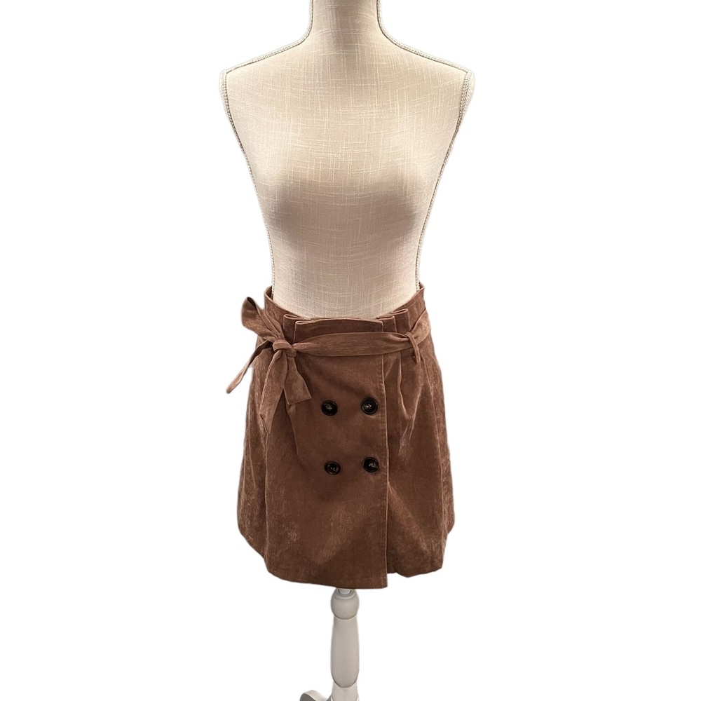 Altar’d State Brown Corduroy Paper Bag Waist Skirt Size M